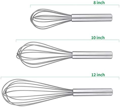 Stainless Steel Whisks with 3 Packs 8"+10"+12" Kitchen Whisk Set Kitchen Whip Kitchen Utensils Wire Whisk Balloon Whisk Set for Blending Whisking Beating and Stirring by snowstorm