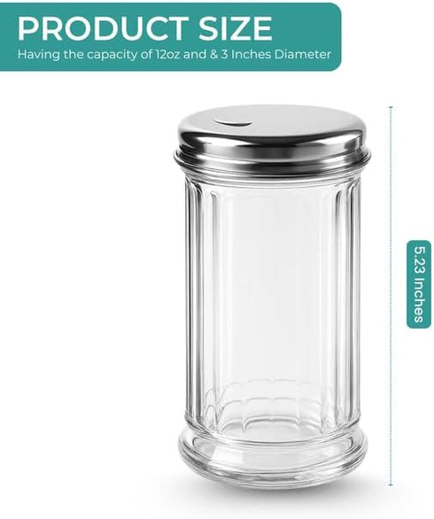 Mr. Kitchen 2 Pack Countertop Salt Sugar Shaker dispenser - Powder Sugar Dispenser Canisters - Glass Sugar Container