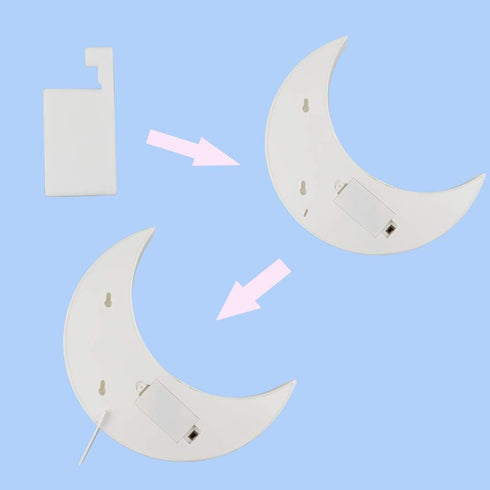 Pooqla Decorative LED Crescent Moon Marquee Sign, Nursery Night Lamp Gift, Ramadan Home Decorations (White)
