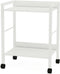 2-Tier Rolling Utility Cart with White Shelves and White Metal Frame, Industrial