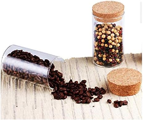 2Pcs 300ml/10oz Clear Glass Bottles with Cork Stopper - Empty Refillable Storage Container for Dry Food Goods