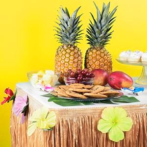Luau Grass Table Skirt, Natural Hawaiian Table Skirt, Tropical Party Decorations, 9 Feet x 29.5 Inch
