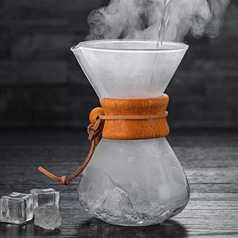 Pissente 400ml Pour Over Coffee Maker, High Temperature Resistant Glass Dripper with Stainless Steel Filter