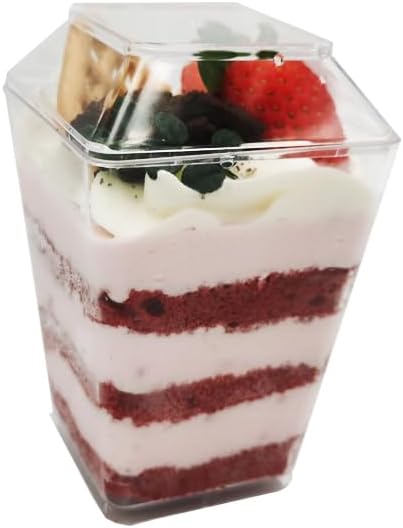 shanmeshan 100 Pack 5 oz Plastic Dessert Cups with Lids and Spoons, Clear Mini Dessert Cups with Spoons