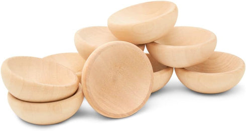 Mini Wooden Bowl 1-1/2", Pack of 10 Small Bowls for Charcuterie and Decorating by Woodpeckers