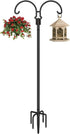 Outdoor Double Shepherds Hook with 5 Prong Base, 76 Inch Adjustable Heavy