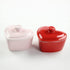 Heart-Shaped Ceramic Baking Bowl with Lid, 5 OZ Rice Bowl - Red