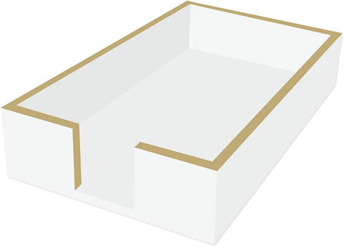 Paperproducts Design Lacquer Wood Guest Towel Paper Napkin Caddie-Set 1, White with