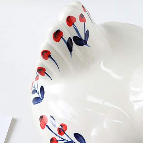 Chicken Design Ceramic Egg Storage Basket, Iron Basket Holds 20-25 Eggs, Organizer Case, Container Egg Basket Holder