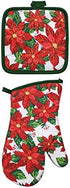 Poinsettia 5 Piece Christmas Kitchen Linen Bundle with 2 Dish Towels, 2 Potholders, and 1 Oven Mitt