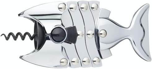 Lazy Fish Corkscrew and Bottle Opener, Stainless Steel Wine Opener, 16.5 x 7.5 x 4.5cm, Silver