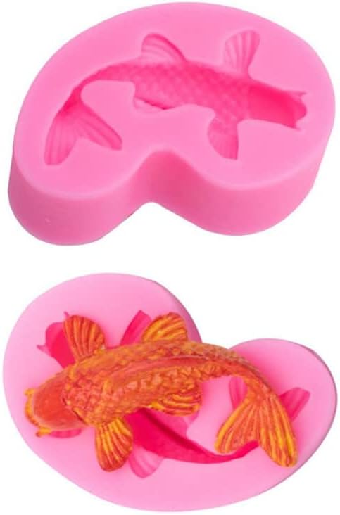 2 Pack Koi Fish Silicone Mold, 3D Fish Shaped Chocolate Baking Tool for Cake Cupcake Sugar Decorating