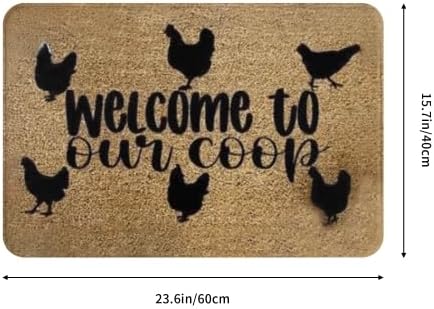 Welcome to Our Coop Chicken Door Mat, Pattern Printed Entry Mat, 16x24 Inch Mud Wipe Mat