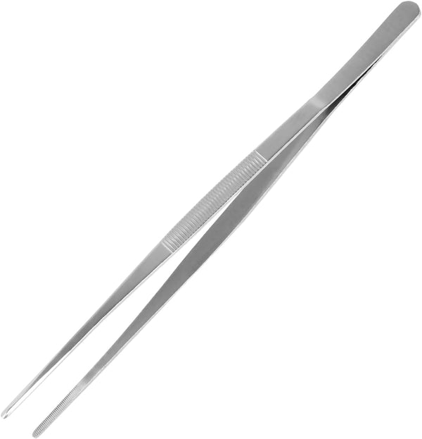 AHIER 12inch Stainless Steel Kitchen Tweezer, Long with Precision Serrated Tips for Cooking