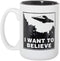 Artisan Owl I Want to Believe UFO Mug, 15oz Funny Alien Tea & Coffee Cup for Sci-Fi Fans in Black Inlay