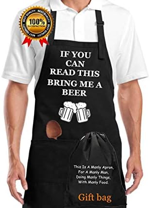 Funny Apron for Men, Cooking Aprons for Grilling, Husband Boyfriend Gift