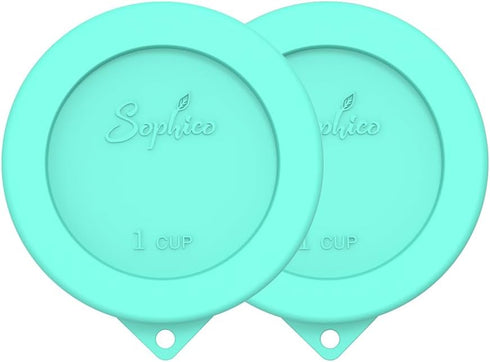 Sophico 1 Cup Round Silicone Storage Cover Lids Replacement for Anchor Hocking and Pyrex Glass Bowls (Mint - 2 pack)