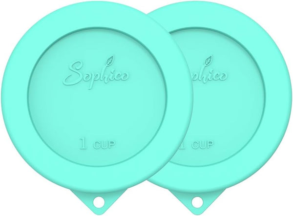 Sophico 1 Cup Round Silicone Storage Cover Lids Replacement for Anchor Hocking and Pyrex Glass Bowls (Mint - 2 pack)