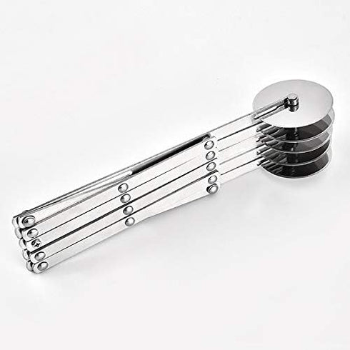 Stainless Steel 5 Wheel Pastry Cutter - Adjustable Baking Cutter Roller, Cookie Dough Divider, Pizza Slicer, 9.0x2.0