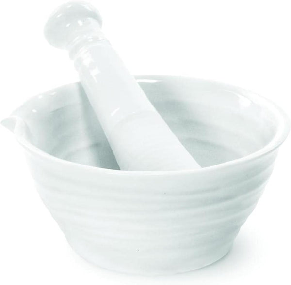Portmeirion Sophie Conran White Mortar and Pestle Set, 5 inch Herb Grinder, Fine Porcelain