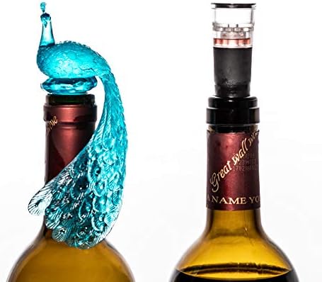 Silicone Wine Bottle Stopper - Peacock Creative Seal Bottle Caps for Party Decoration, Bar Kitchen (Green)