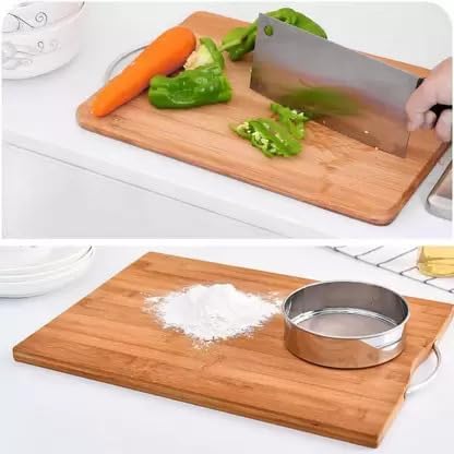 SINT Bamboo Cutting Boards with Juice Grooves, Thick Chopping Board for Meat, Easy Grip Handle