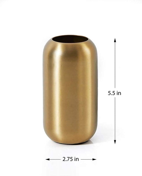 5.5" 2.75" Serene Spaces Living Matte Gold Floral Capsule Vase, Stylish Flower Vases for Centerpieces at Weddings