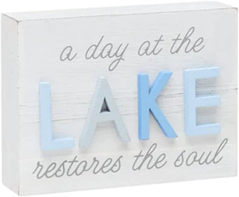 "3D Block Sign A Day at the Lake Restores the Soul - Rustic Home Decor - Great Gift for Lake Lovers"