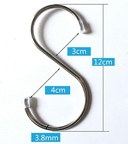 GCA 10 Pack 304 Stainless Steel Heavy-Duty S Shaped Hooks for Kitchen Pot Pan Hanger