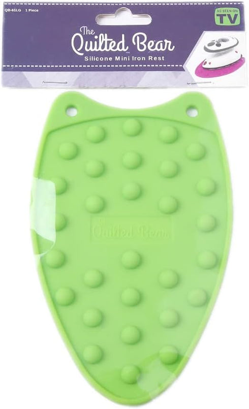 The Quilted Bear Mini Iron Rest, Silicone Heat Resistant Pad for Travel and Mini Quilting Iron Use (Green)