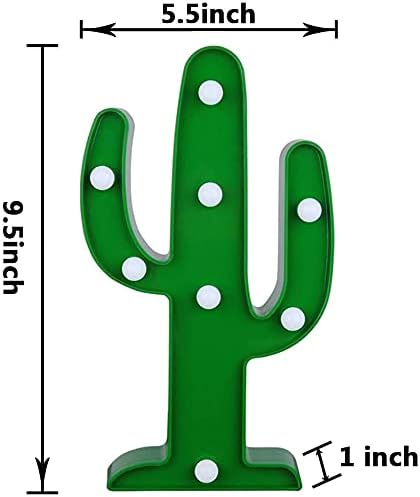 YiaMia LED Night Light - Cactus Table Lamp for Kids' Room, Green Gift for Bedroom Party Home Decorations