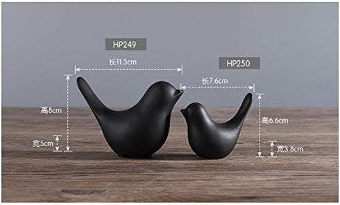 NWFashion Ceramic Animal Figurines, Modern Style Birds Decorative Ornaments for Desktop Display (Black Bird)