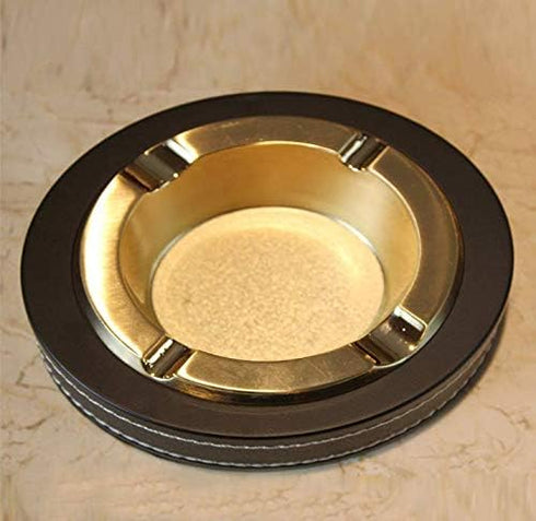 Leather Stainless Steel Cigarette Ashtray Modern Tabletop Ashtrays for Indoor Smoking, Gift for Smokers