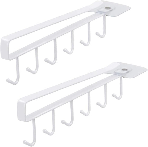 Art Secret 6-Hook Under Cabinet Mug Hanger - 2pcs White