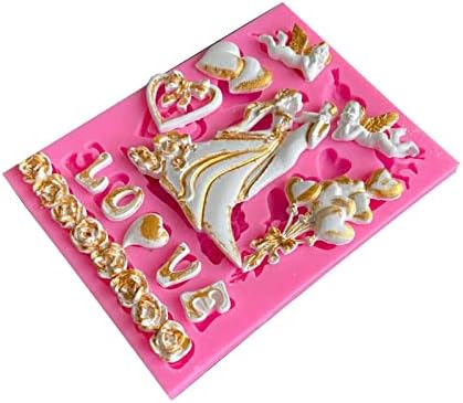 Bride and Groom Tuxedo Wedding Dress Set Silicone Molds for DIY Wedding Party Cake, Fondant, Biscuit, Cookies, Soap,