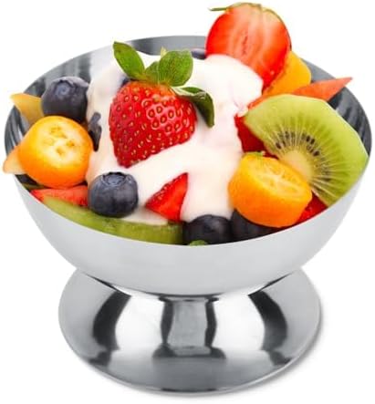 Hapivida Ice Cream Cup, 7oz/200ml Stainless Steel Serving Dessert Bowls Silver Ice