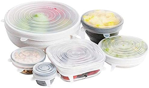 altCookingHub Silicone Stretch Lids, 6-Pack Various Sizes, BPA Free, Leakproof Reusable Lids for Containers