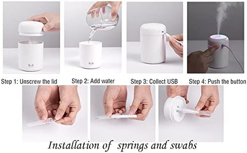 Portable Mini Humidifier - 300ml with Colorful LED Night Light, USB Desktop Humidifier for Home, Auto Shut-Off