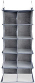 Closet 10 Household Essentials Hanging Cotton Blend and Plastic Shoe Organizer with Storage Compartments, Denim