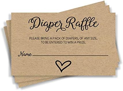 All Ewired Up 50 Gender Neutral Kraft Baby Shower Diaper Raffle Tickets, Lottery Insert Cards for Baby Shower