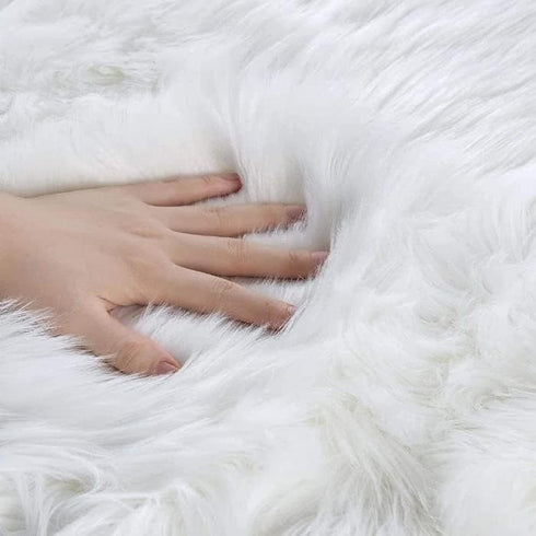 2x4 ORINOVA White Faux Sheepskin Fuzzy Fur Rugs for Bedroom Small Machine Washable Fluffy Area Rugs for Living Room