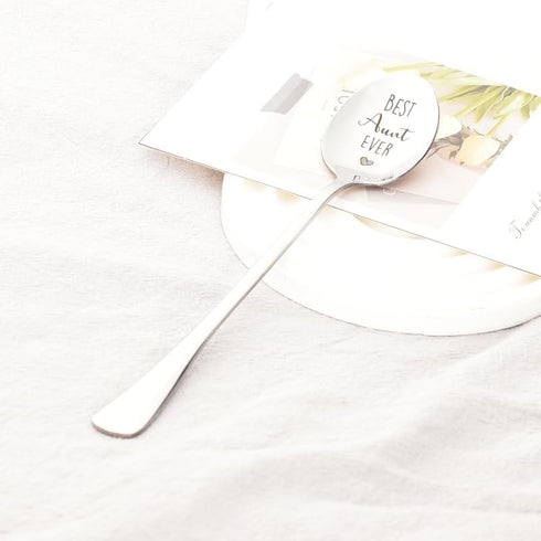 Birthday Gifts for Best Aunt Ever - Engraved Spoon for Hot Tea, Coffee, Cocoa, Great Aunt Appreciation Gift