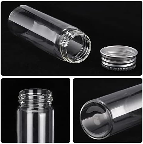 TOBWOLF 12PCS Glass Spice Jars - 50ml / 1.7oz Transparent Containers with Aluminum Lids for Home Kitchen Storage