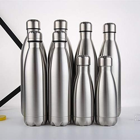 18/8 350ml 500ml 750ml 1000ml (1L) Double Wall Stainless Steel Vacuum Cola Shape Bottle, Narrow Mouth Thermo Flask