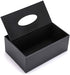 PU Leather Tissue Box Cover, Multifunctional Holder for Stationery and Remote Control, Stylish Desktop Organizer (Black)