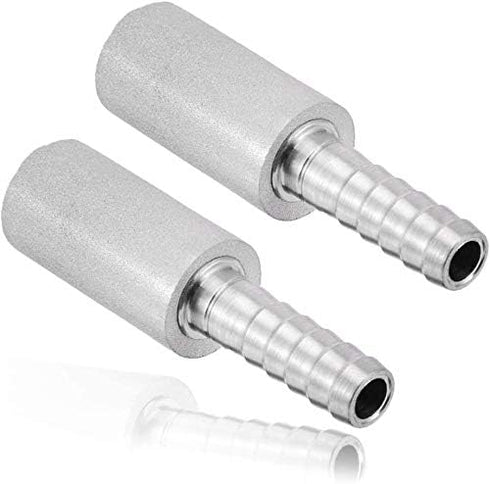 YOUHO 2PCS 0.5 Micron Diffusion Stone, Stainless Steel Aeration Stone with 1/4" Barb for Homebrew Wine Beer Soda