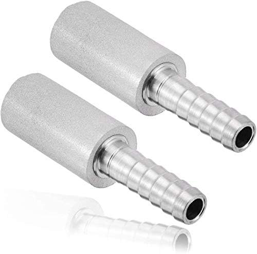 YOUHO 2PCS 0.5 Micron Diffusion Stone, Stainless Steel Aeration Stone with 1/4" Barb for Homebrew Wine Beer Soda