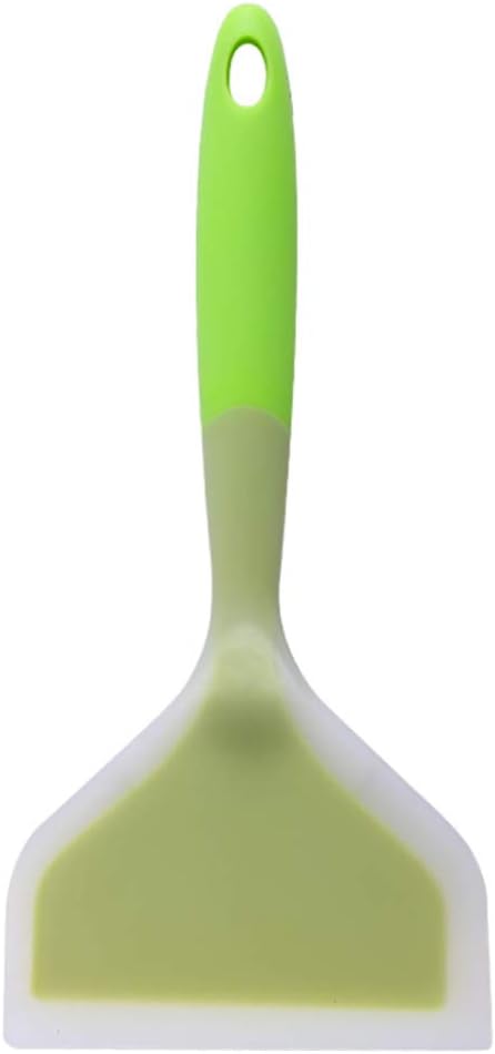 Omelette Spatula 10-Inch Silicone Pancakes Shovel, Durable Heat-resistant Wide Turner for Eggs, Crepes, Pizza (Green)