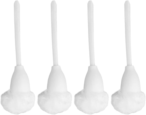 KALLORY 4pcs Toilet Brush Set - White Soft Swab Toilet Bowl Mop, Scrubber Cleaning Brush for Home Washroom
