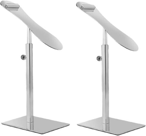 DZLOHAS Countertop 2 Sets Shoe Display Stand Silver, Risers Stand Adjustable Shoe Rack Retail Supplies Stainless Steel
